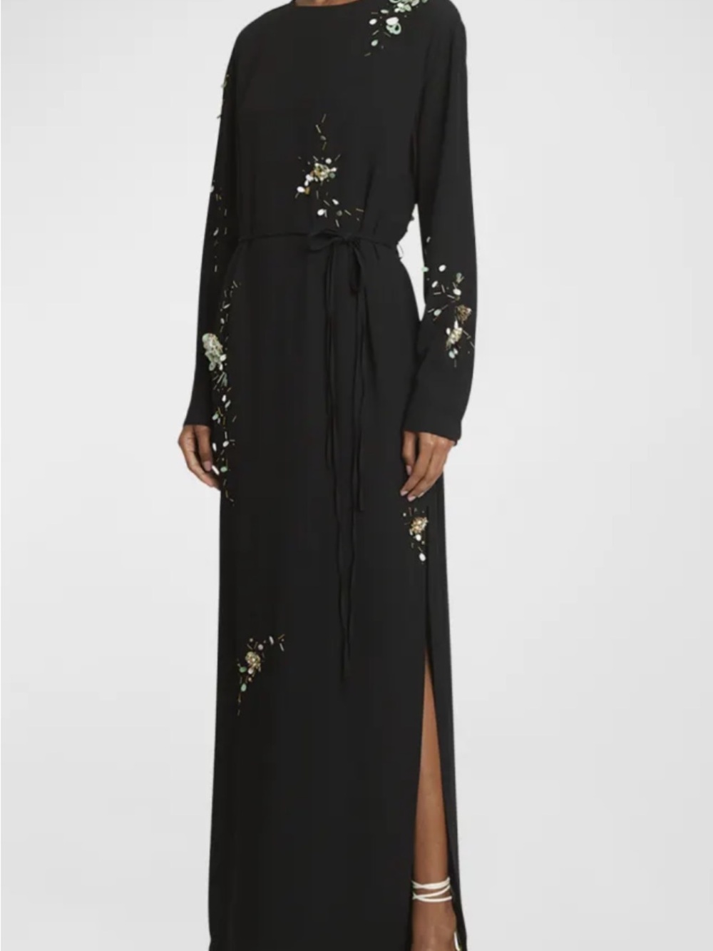 Dries Van Noten Duzco Stripe Long Sleeve Maxi Dress with Belt